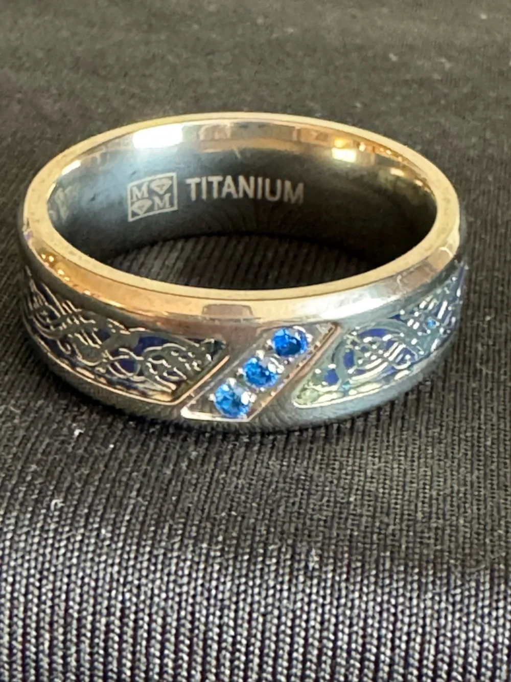 Men’s Titanium Blue Crystal Band